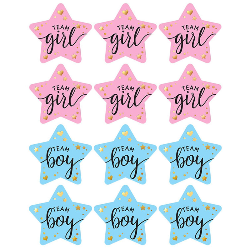 Party Games Baby Shower - 60 قطعة ملصقات تكشف الجنس لدعوات